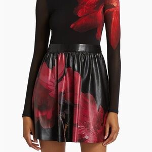 Alice + Olivia Chara Faux Leather & Mesh Mini Dress 6